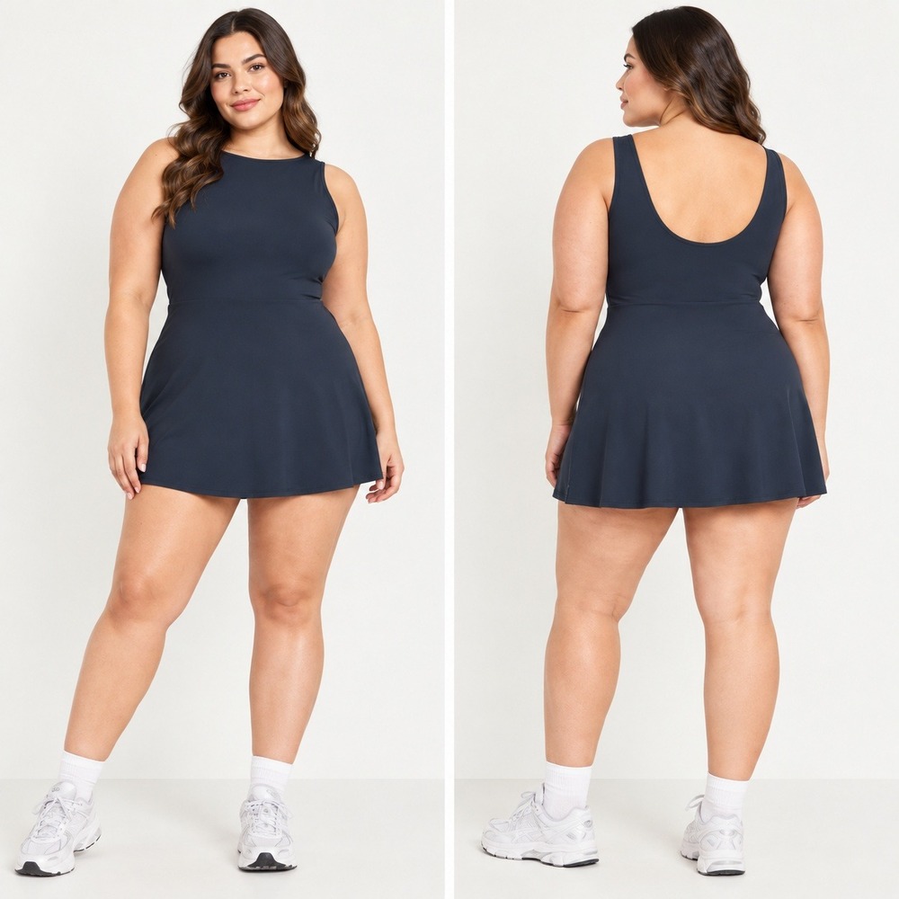 Old Navy NWT Studiosmooth Dress Dusk Navy Sleeveless Pocket Built-in Short XL
